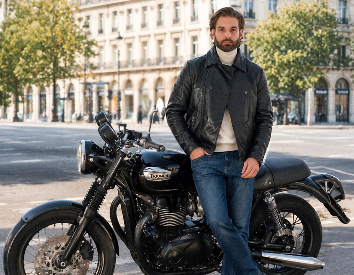 DM Legend men's biker leather jacket collection – genuine leather handcrafted in Pakistan