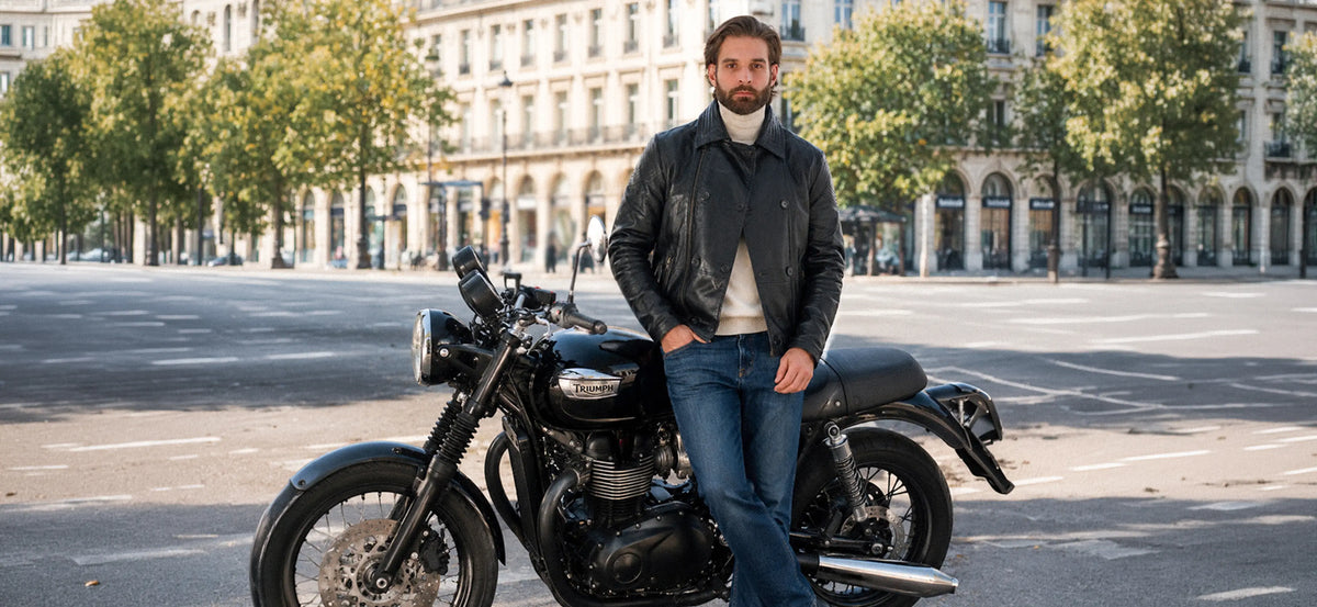 DM Legend men's biker leather jacket collection – genuine leather handcrafted in Pakistan