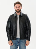 Men's Cafe Racer Black Leather Jacket