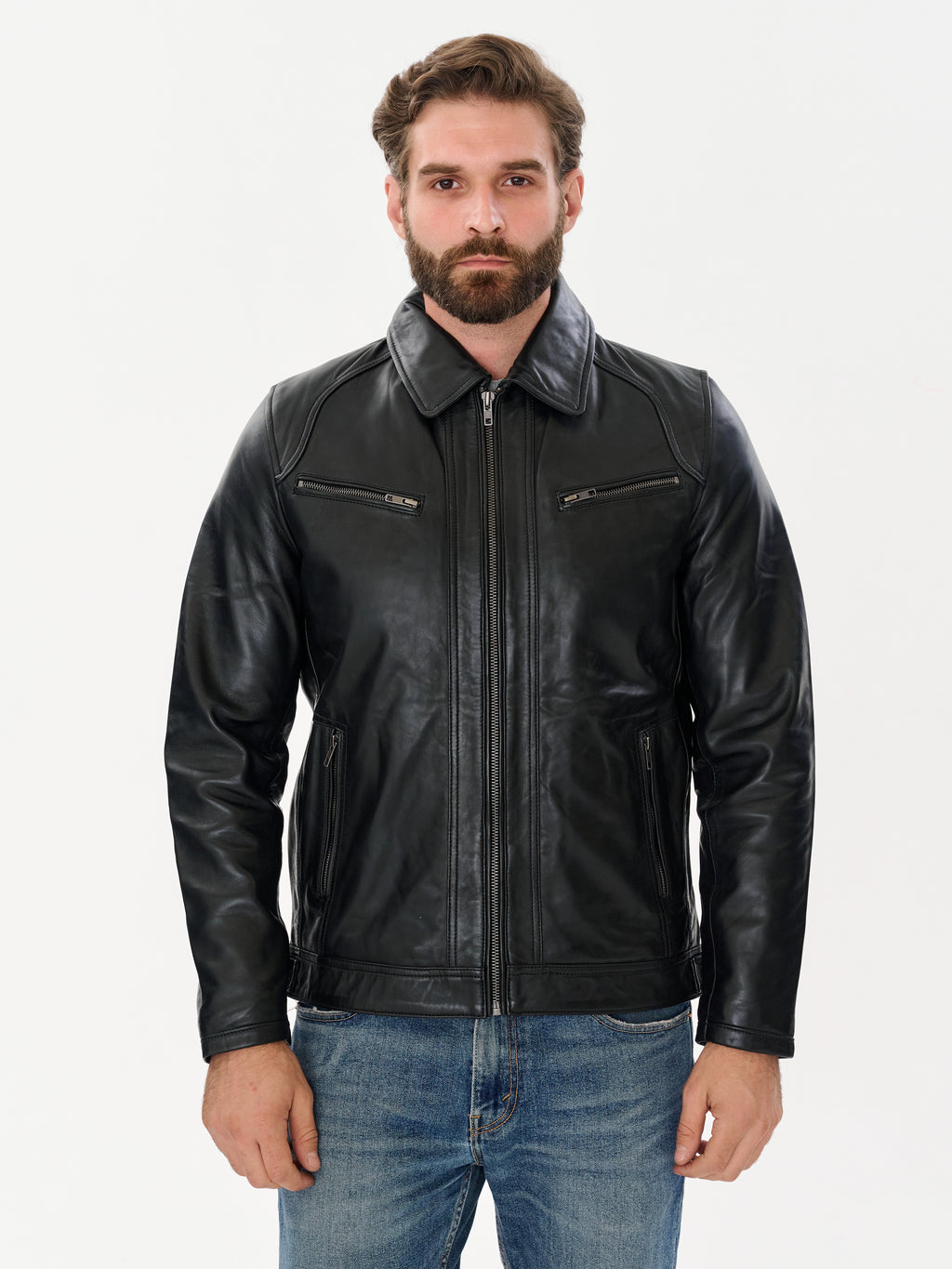 Men's Cafe Racer Black Leather Jacket