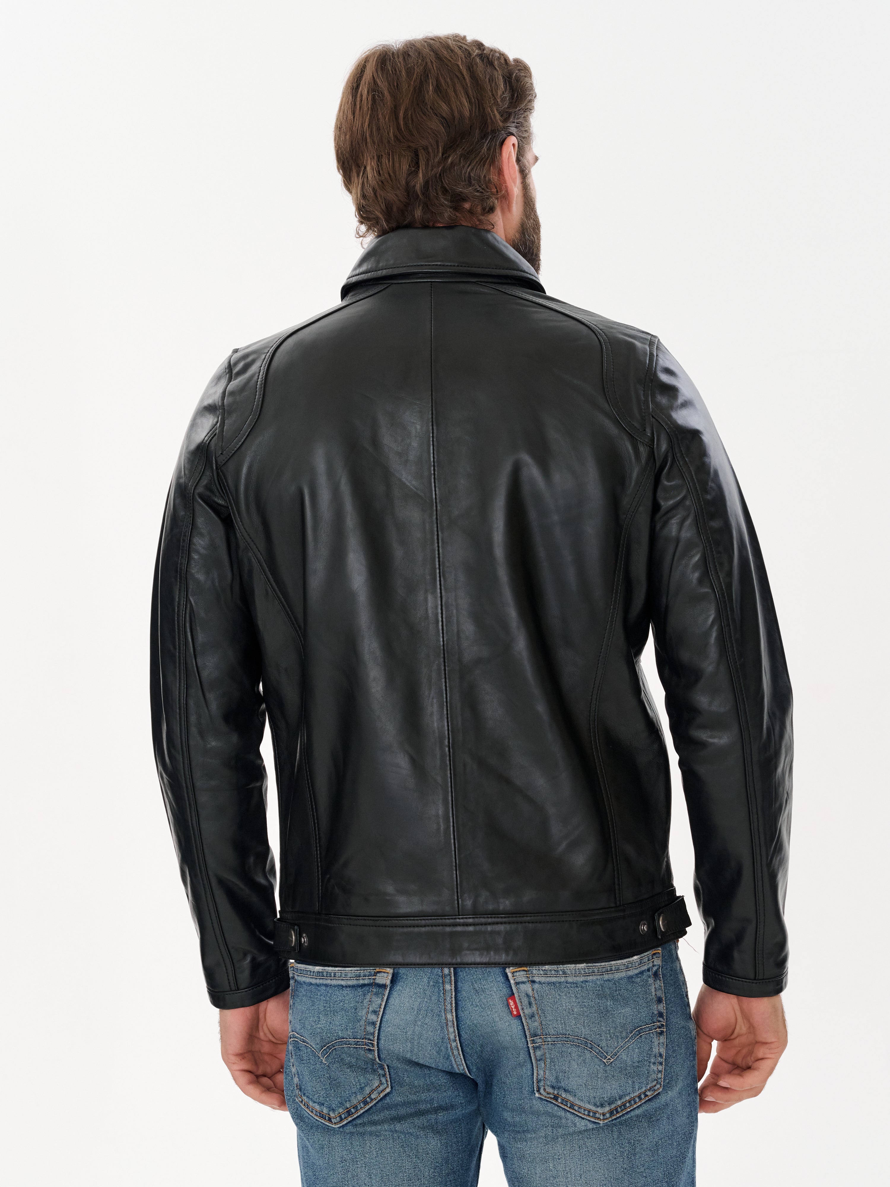 Men's Cafe Racer Black Leather Jacket