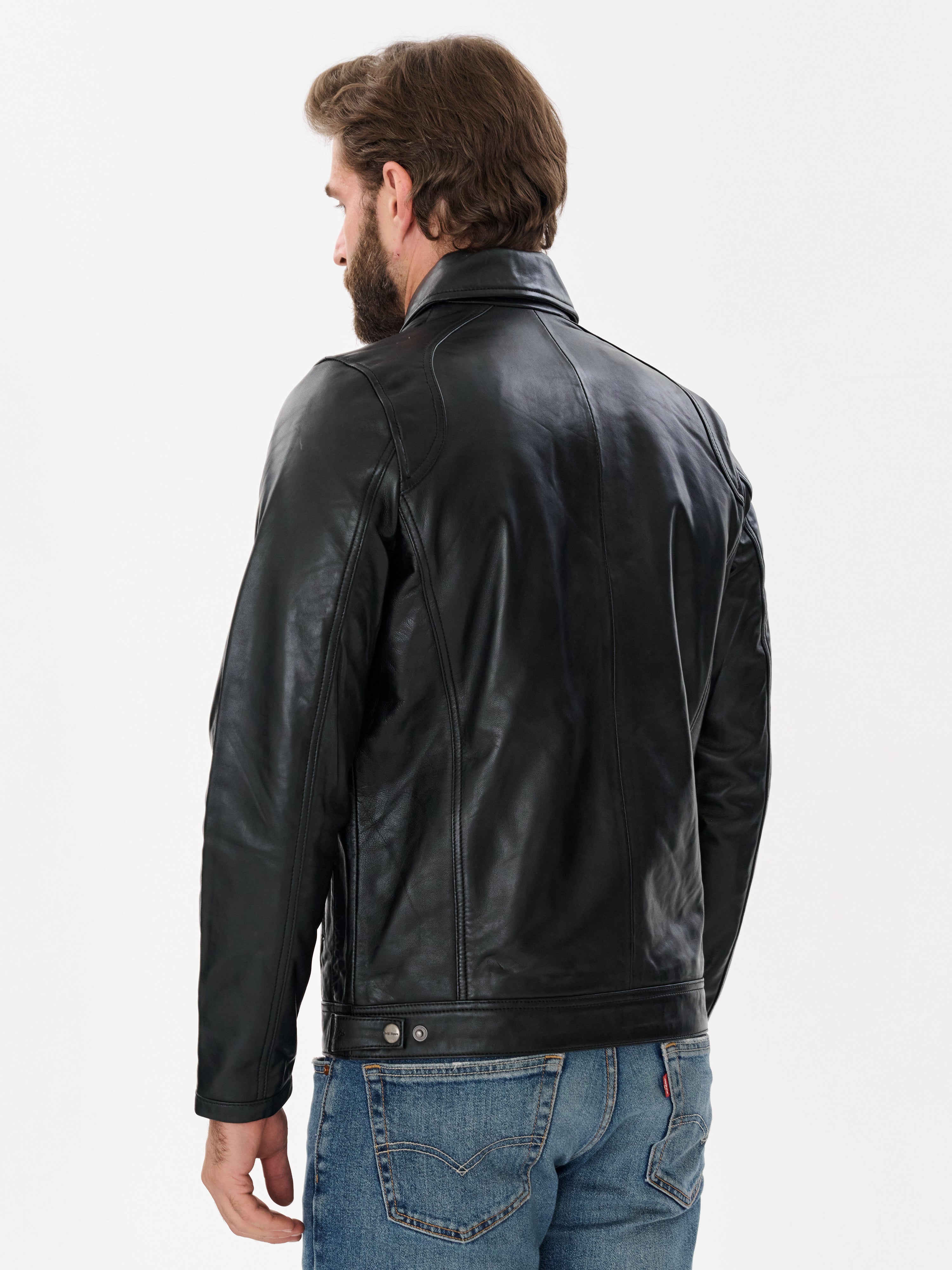 Men's Cafe Racer Black Leather Jacket