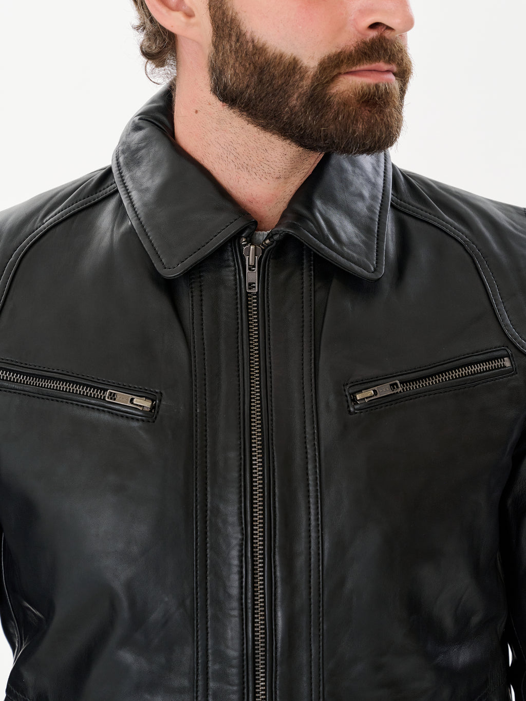 Men's Cafe Racer Black Leather Jacket