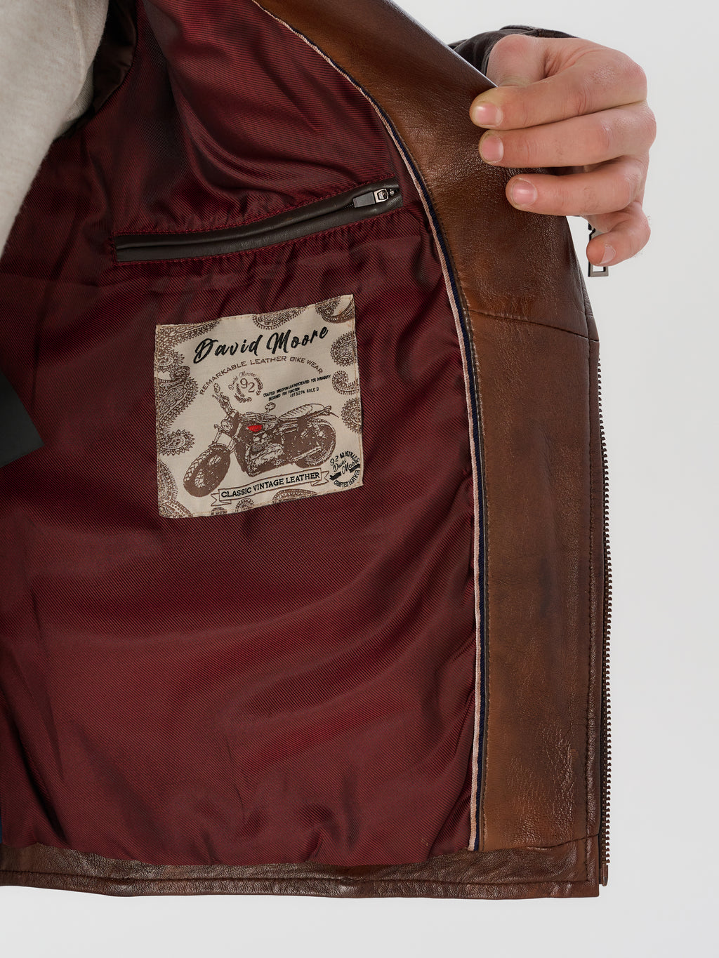 Men's Vintage Brown Biker Leather Jacket — Genuine Sheepskin