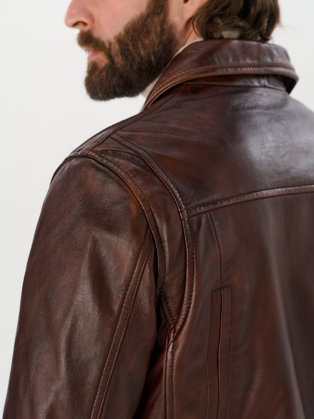 Men's Vintage Brown Biker Leather Jacket — Genuine Sheepskin