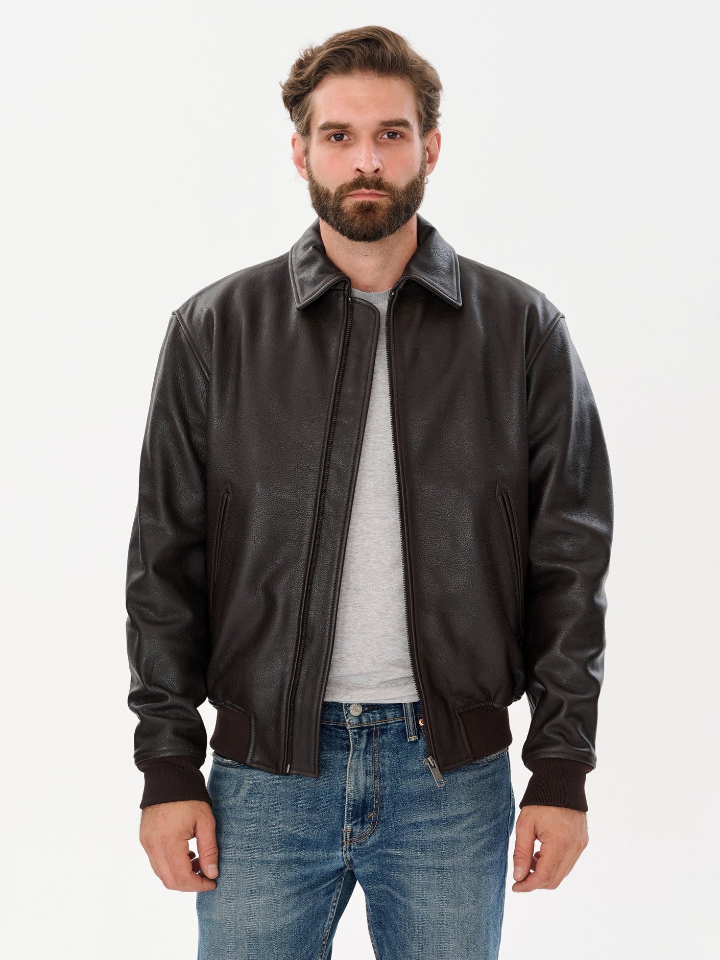 DM Legend brown leather jacket lifestyle photo