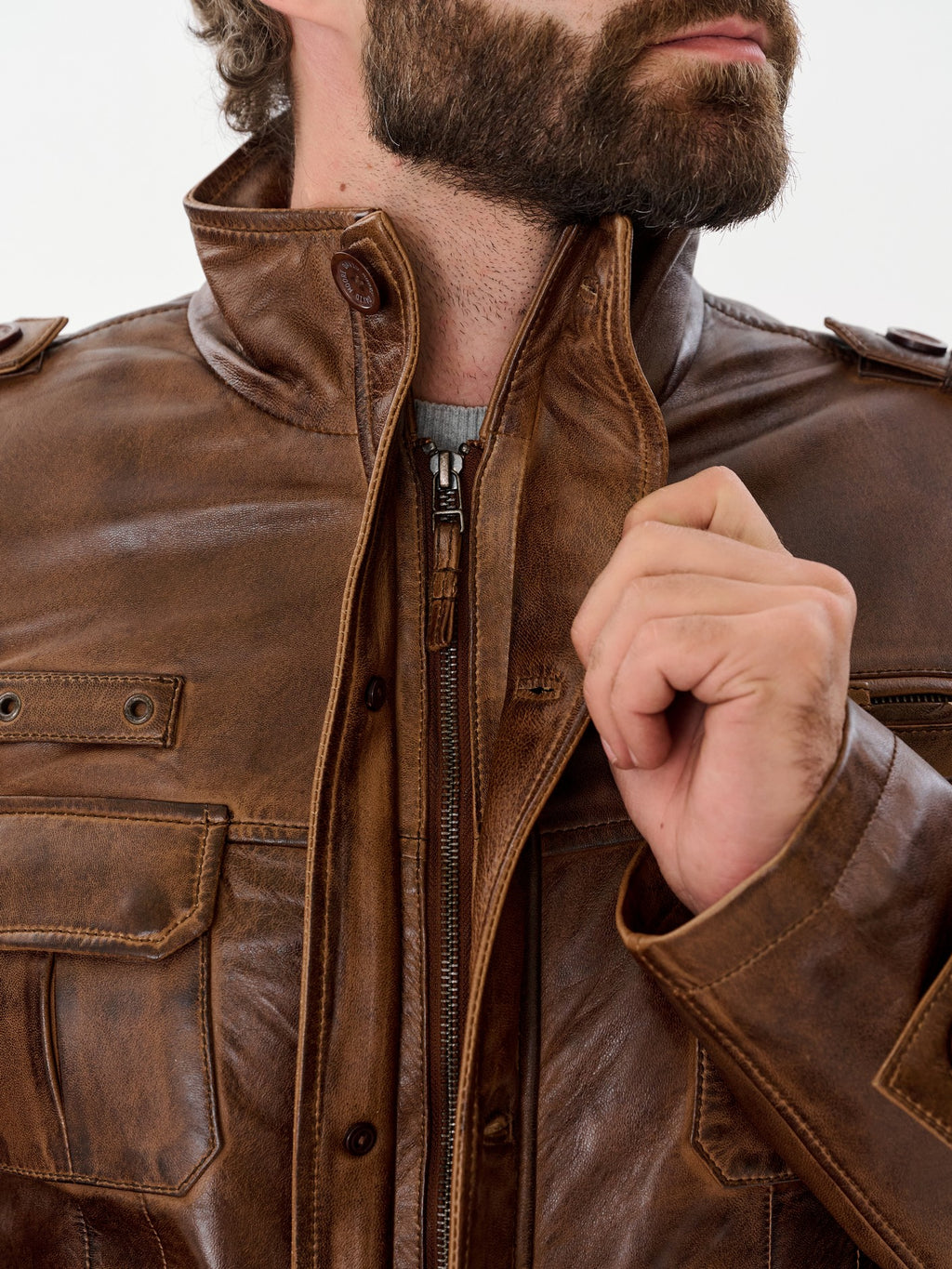 Brown military jacket collar and epaulette detail 2 – DM Legend
